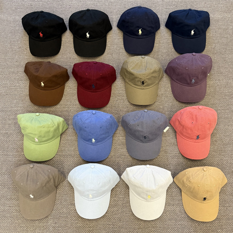 外貿rl拉夫帽子棒球帽男女同款鴨舌帽polo運動小馬標刺繡情侶棒球 2