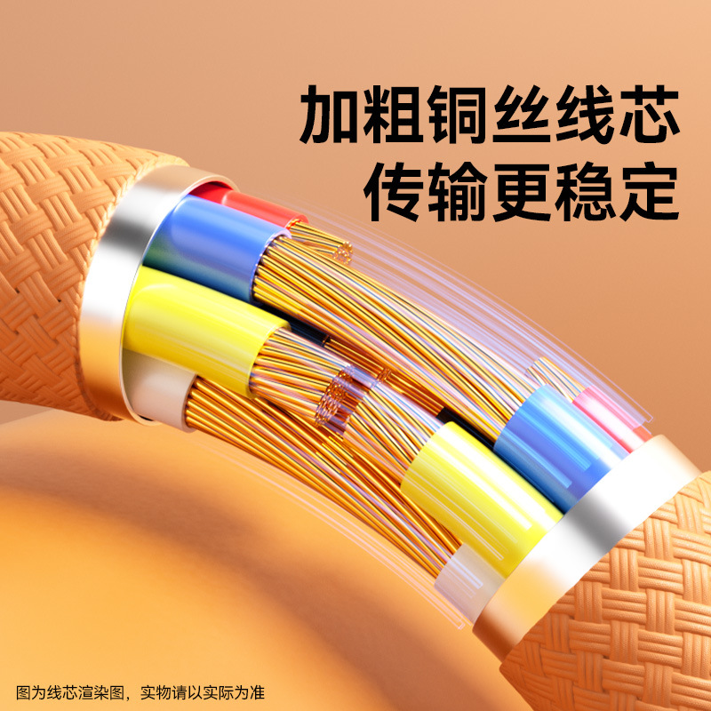 PD60W編織數據線橙色適用iphone17蘋果16/15快充線Type-c充電線 4