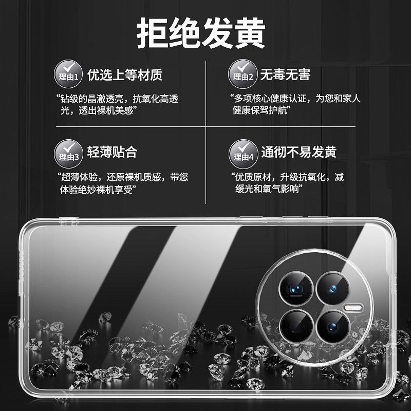 適用華為Mate50殼Mate50Pro透明殼全包超薄50e軟殼男防摔女保護套 3