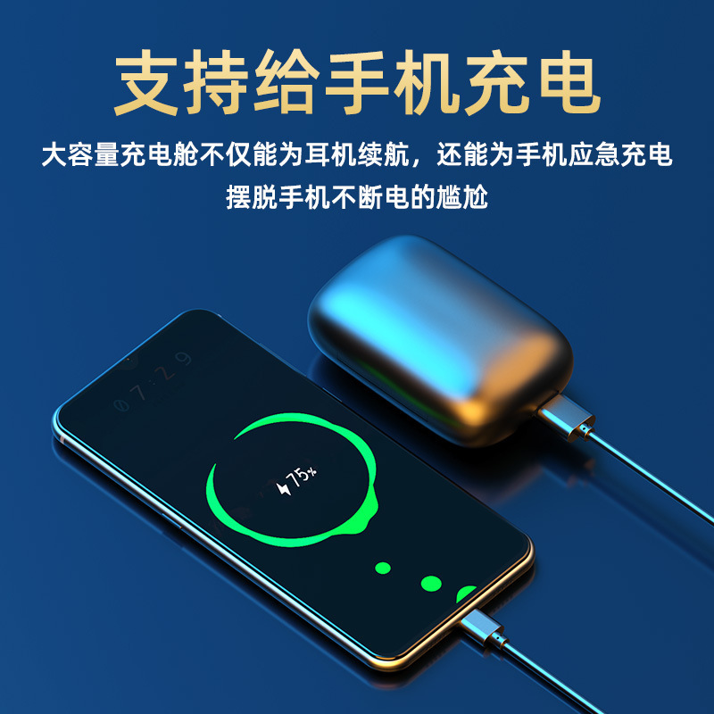 跨境私模S19無線藍牙耳機數顯觸控5.4不入耳雙耳迷你運動通話通用 3