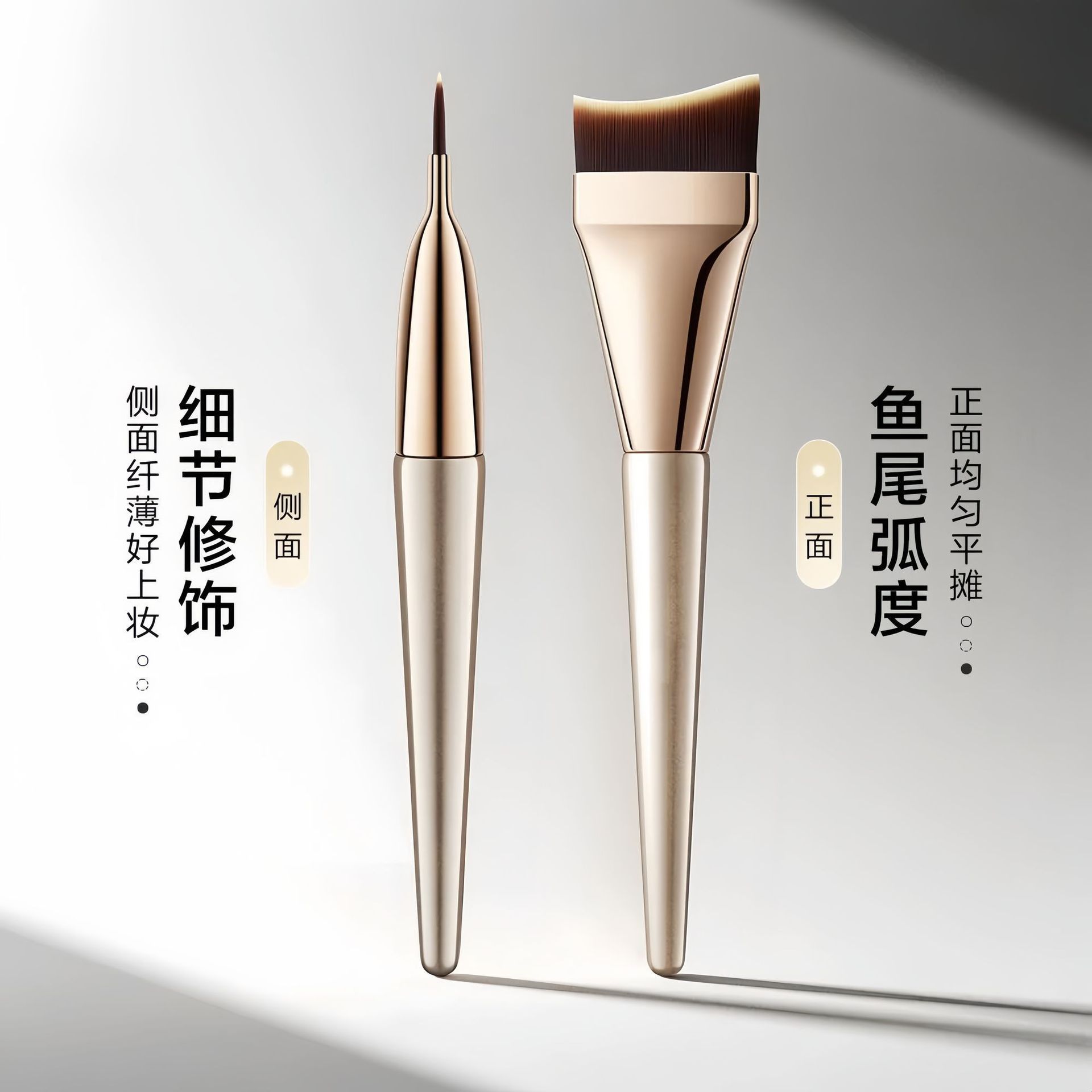 【輕薄魚尾粉底刷】不喫粉平頭斜角月牙新手無痕遮瑕扁頭粉底液刷