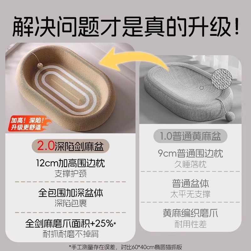 劍麻貓抓板貓窩耐磨不掉屑耐抓麻繩一體貓爪板大號磨爪器貓咪用品 5