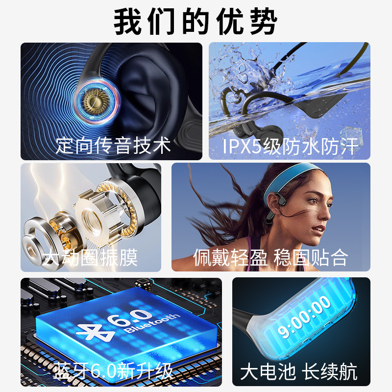 X57真骨傳導藍牙耳機超長續航10h IPX5防水跑步騎行遊泳運動耳機 4