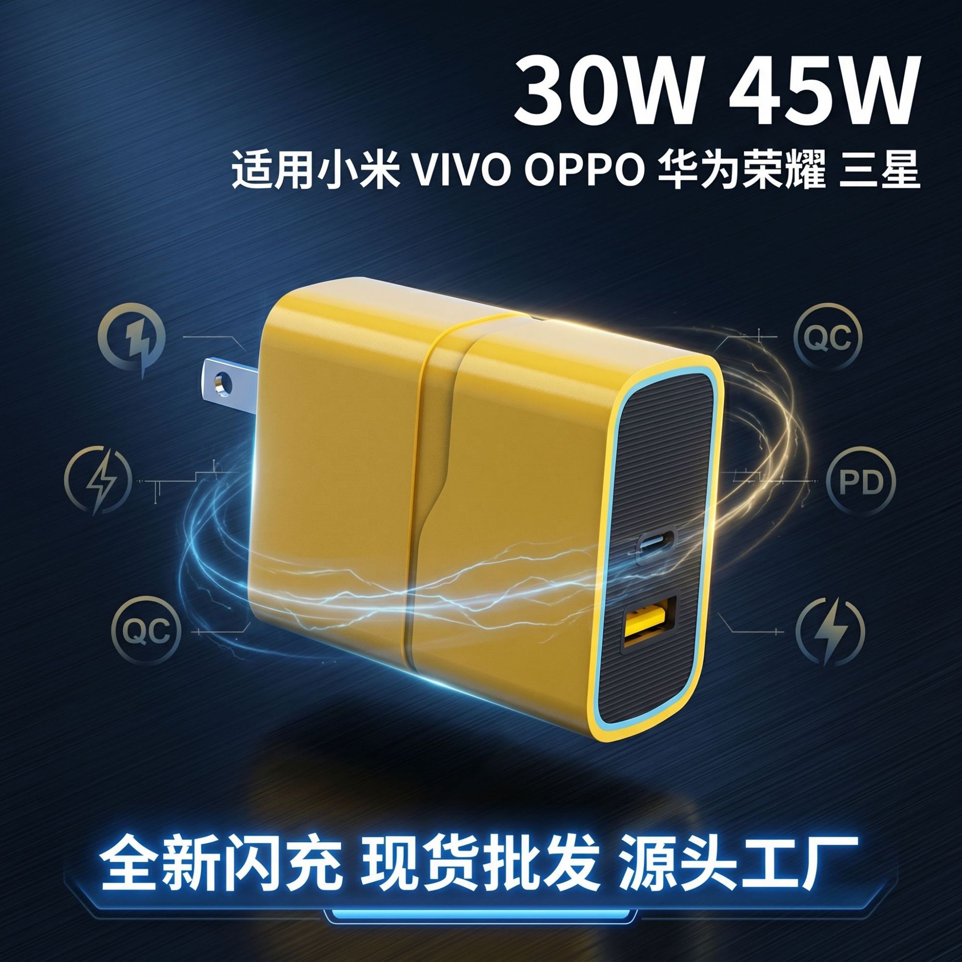跨境爆款120W閃充充電器全協議兼容PD+USB多口歐規美規充電頭 1
