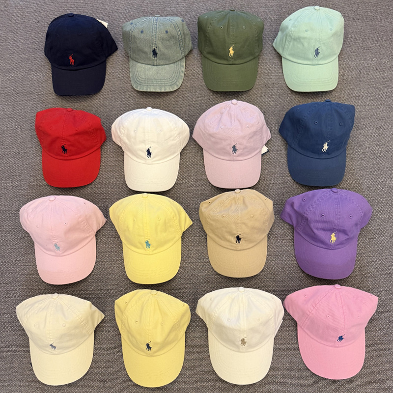 外貿rl拉夫帽子棒球帽男女同款鴨舌帽polo運動小馬標刺繡情侶棒球