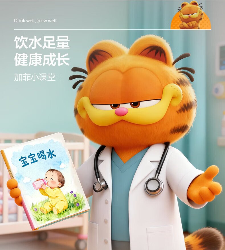 加菲貓聯名兒童保溫水壺｜6層鎖溫不銹鋼｜二段式防燙開蓋＋可拆卸肩帶｜米黃／橙雙色童趣設計 detail 9