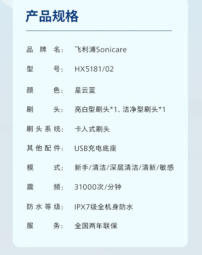 飛利浦 Sonicare 電動牙刷 HX5181/02 （星云藍｜現代簡約設計｜超音波科學潔牙） detail 17