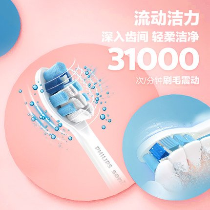 飛利浦 Sonicare HX6616/52 電動牙刷（白色＋粉色｜含旅行盒與雙舌苔刷頭） 5